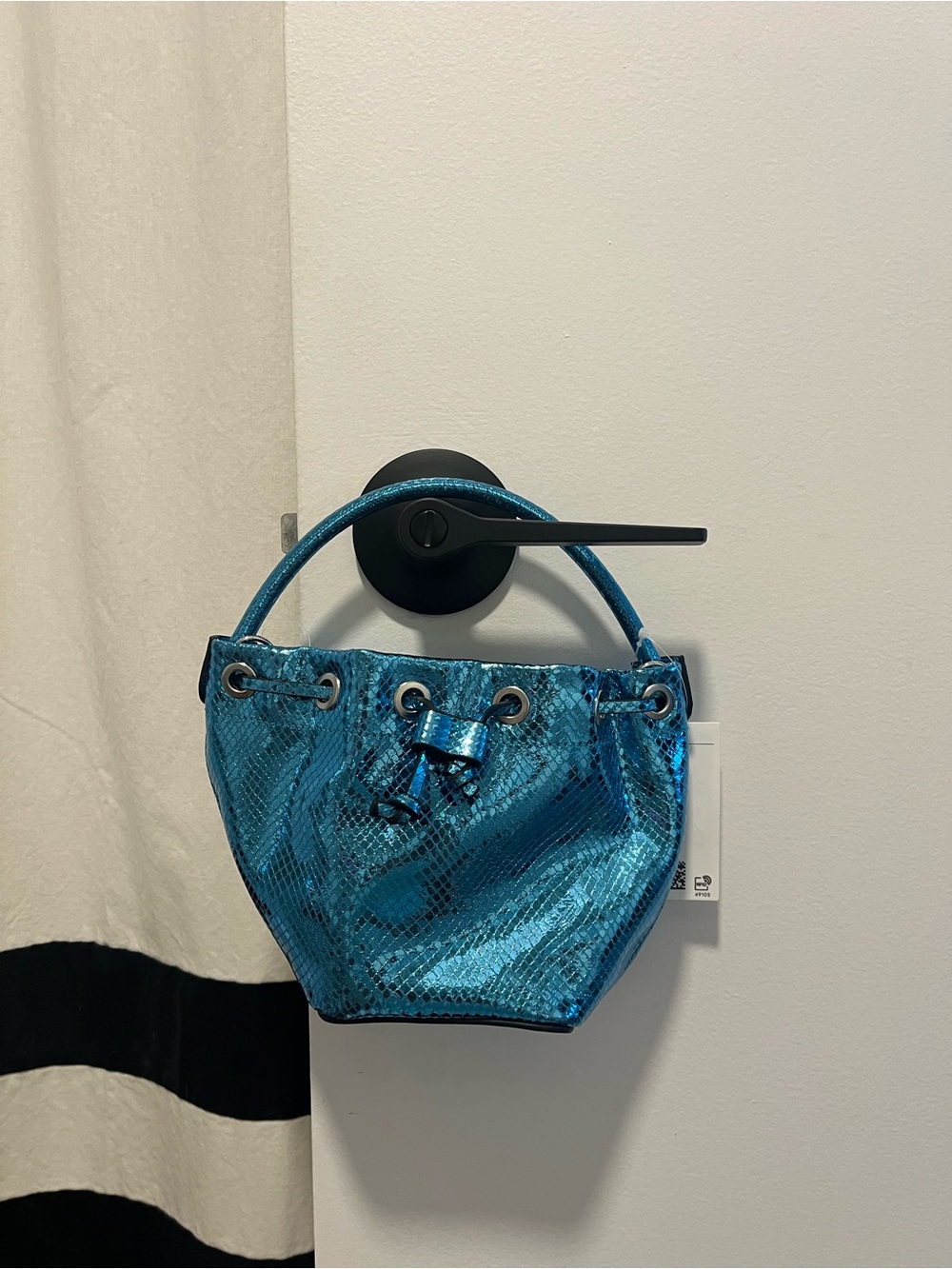 Shimmering Teal Mini Bucket Bag
